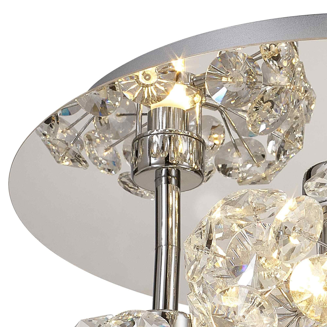 Nelson Lighting NLK05109 Paris 3 Light Flush Ceiling Light Polished Chrome Crystal