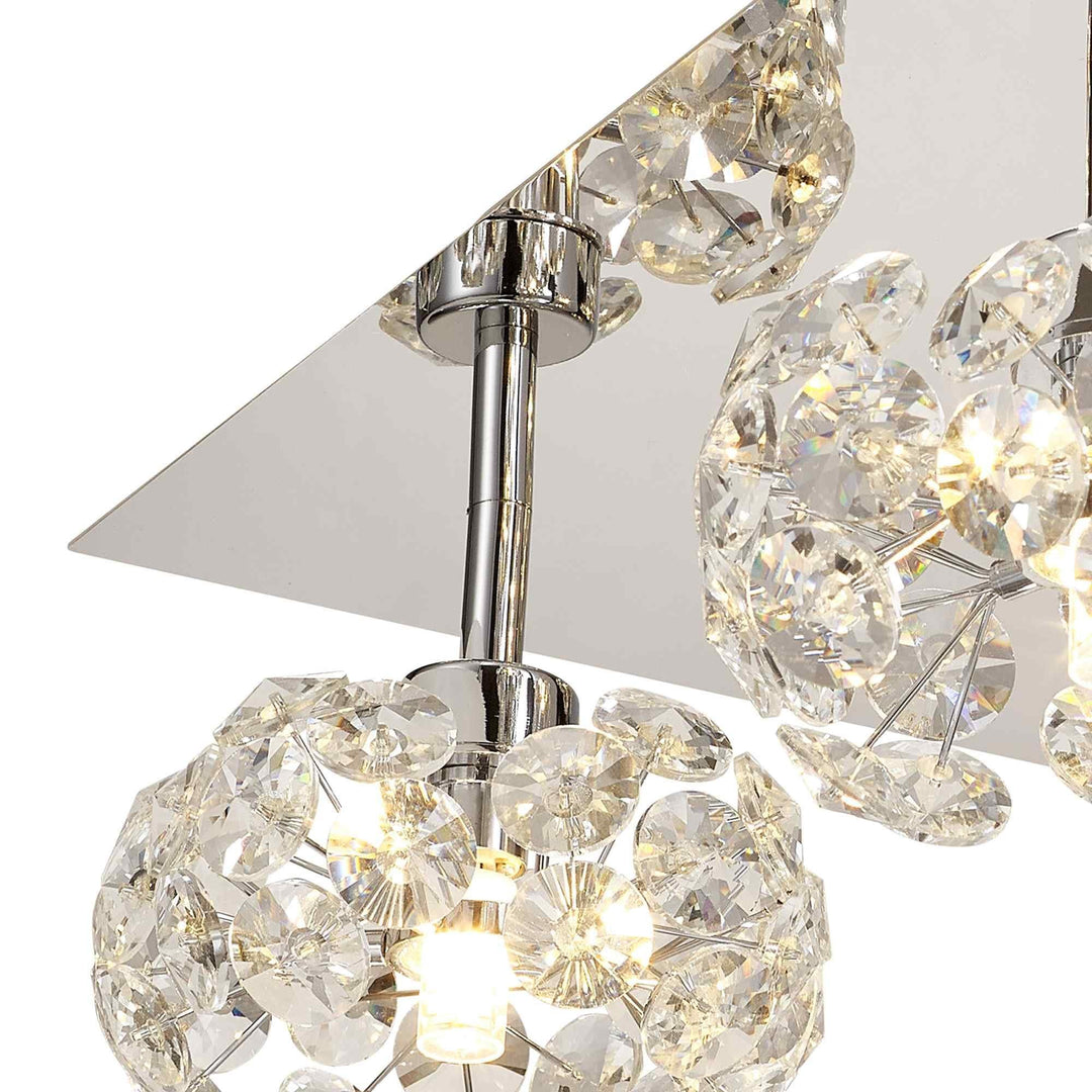 Nelson Lighting NLK05119 Paris 4 Light Flush Ceiling Light Polished Chrome Crystal