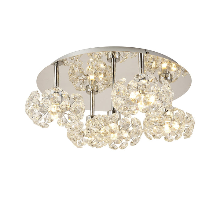 Nelson Lighting NLK05129 Paris 5 Light Flush Ceiling Light Polished Chrome Crystal