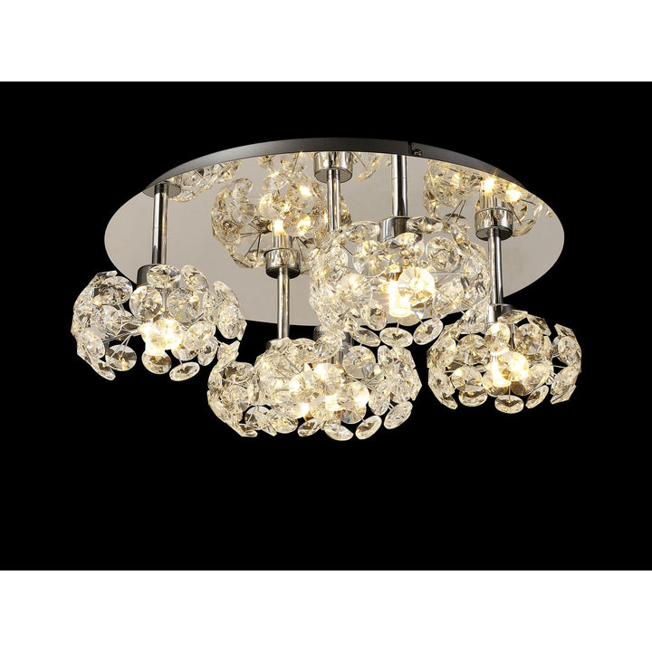 Nelson Lighting NLK05129 Paris 5 Light Flush Ceiling Light Polished Chrome Crystal