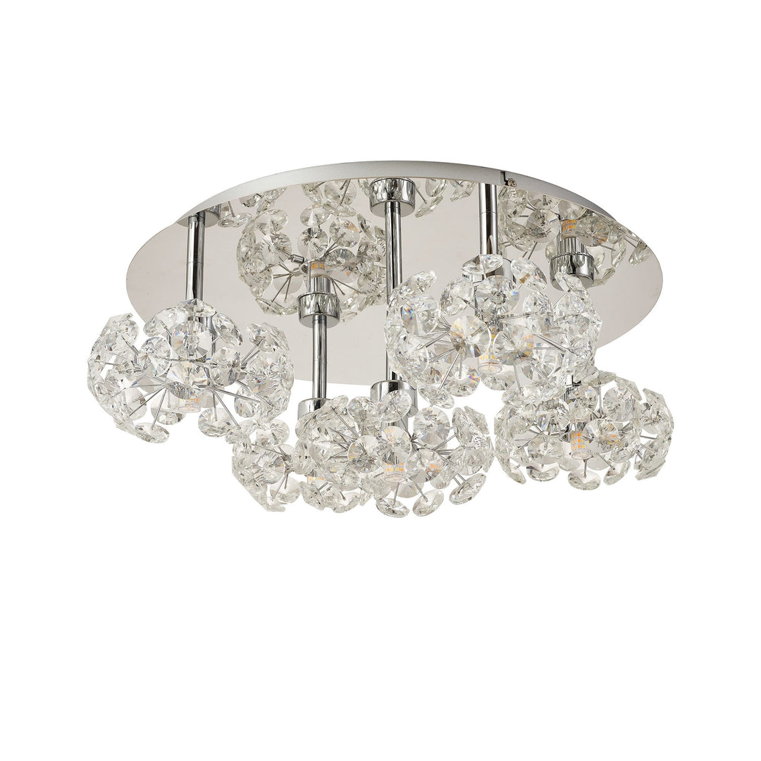 Nelson Lighting NLK05129 Paris 5 Light Flush Ceiling Light Polished Chrome Crystal