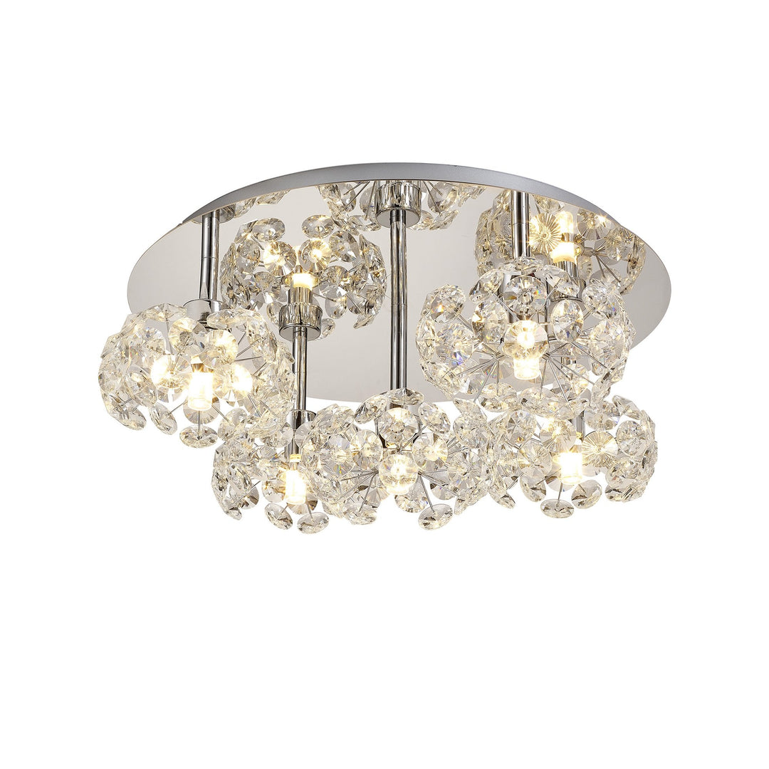 Nelson Lighting NLK05129 Paris 5 Light Flush Ceiling Light Polished Chrome Crystal