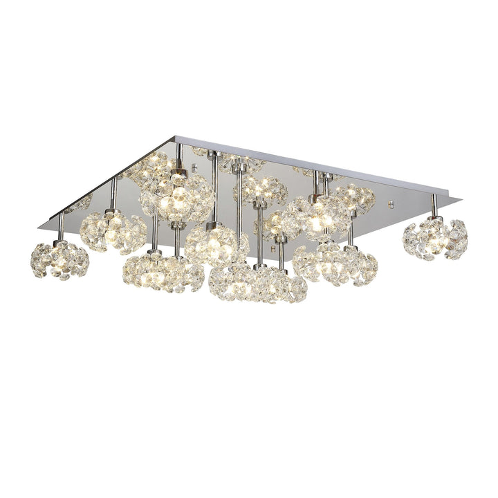 Nelson Lighting NLK05139 Paris 13 Light Flush Ceiling Light Polished Chrome Crystal