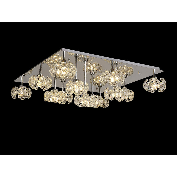 Nelson Lighting NLK05139 Paris 13 Light Flush Ceiling Light Polished Chrome Crystal