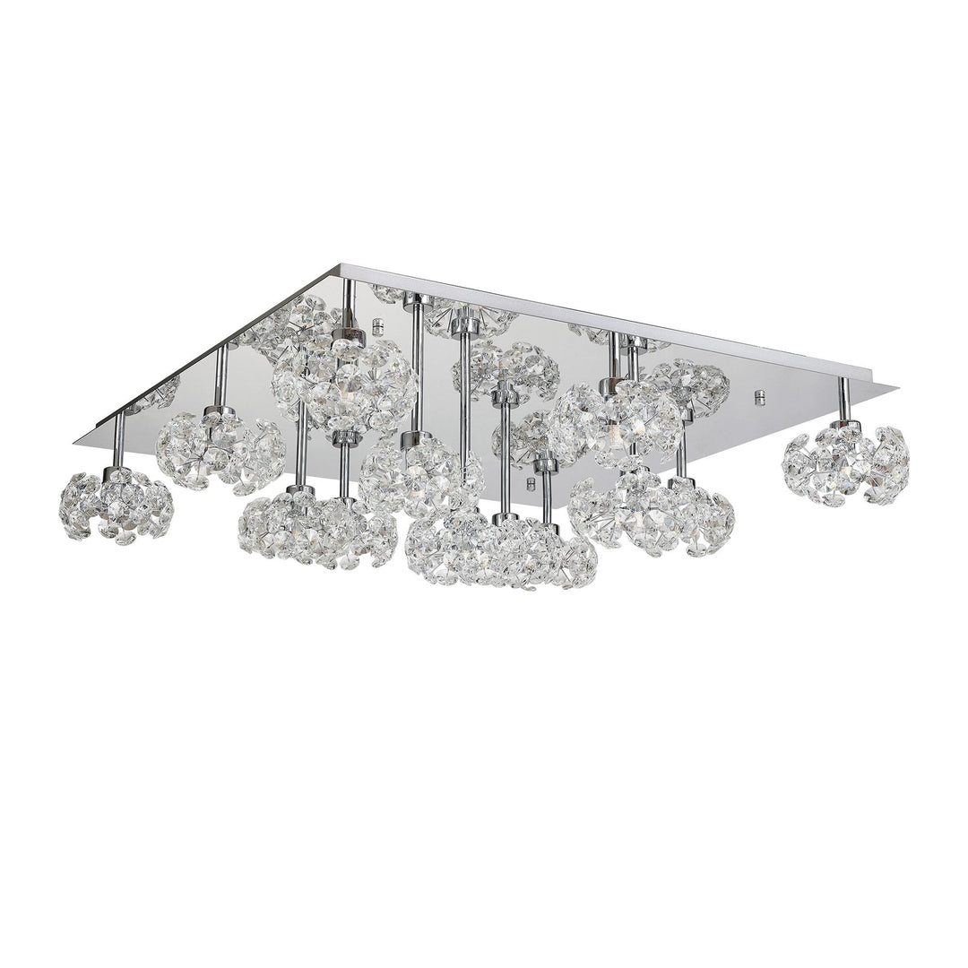 Nelson Lighting NLK05139 Paris 13 Light Flush Ceiling Light Polished Chrome Crystal