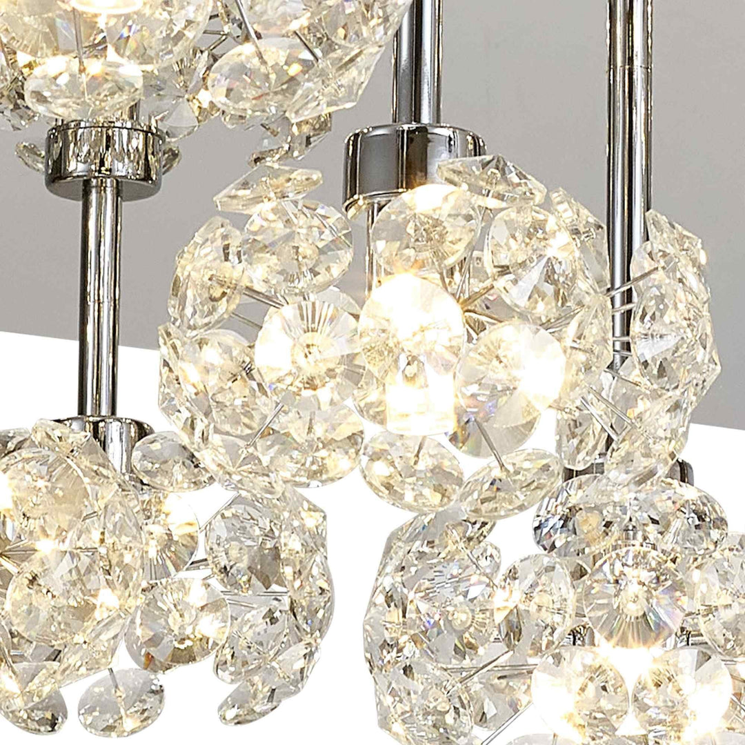 Nelson Lighting NLK05139 Paris 13 Light Flush Ceiling Light Polished Chrome Crystal