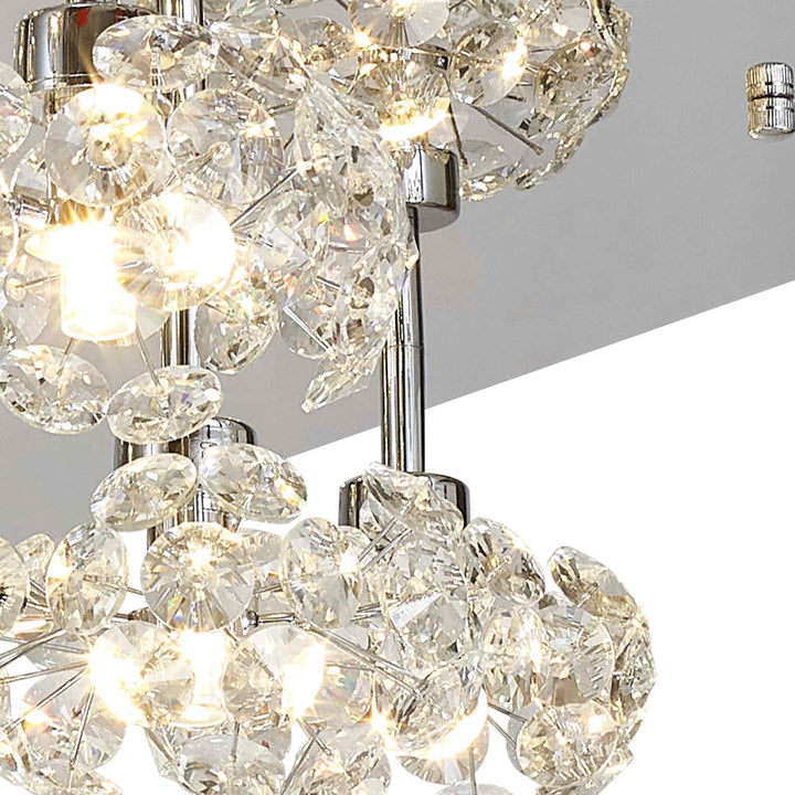 Nelson Lighting NLK05139 Paris 13 Light Flush Ceiling Light Polished Chrome Crystal