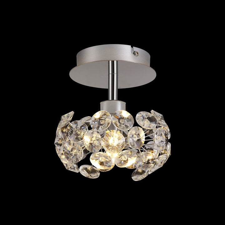 Nelson Lighting NLK05149 Paris 1 Light Flush Ceiling Light Polished Chrome Crystal