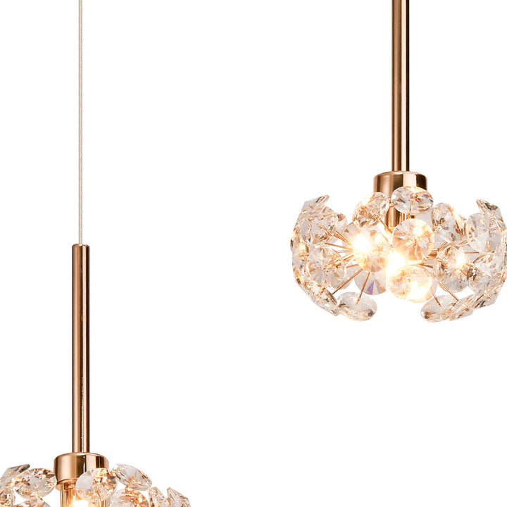 Nelson Lighting NLK08899 Paris 3 Light Linear Pendant French Gold Crystal