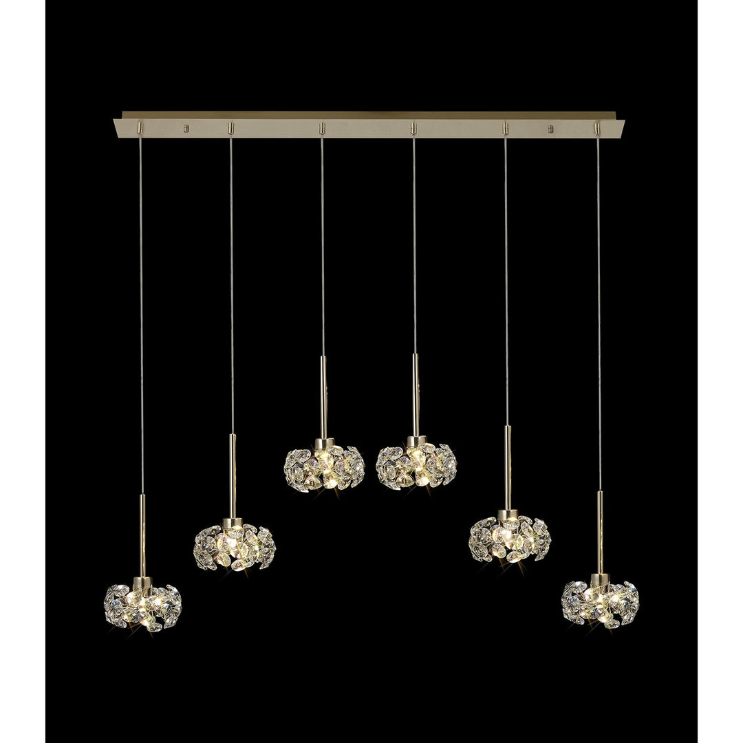 Nelson Lighting NLK08909 Paris 6 Light Linear Pendant French Gold Crystal