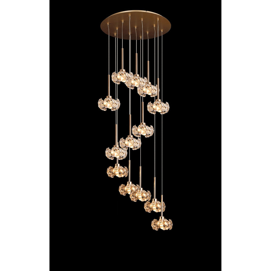 Nelson Lighting NLK08939 Paris 13 Light Round Pendant French Gold Crystal