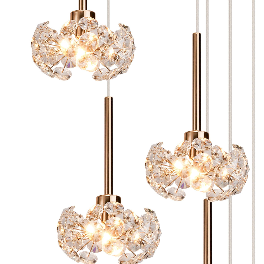 Nelson Lighting NLK08939 Paris 13 Light Round Pendant French Gold Crystal