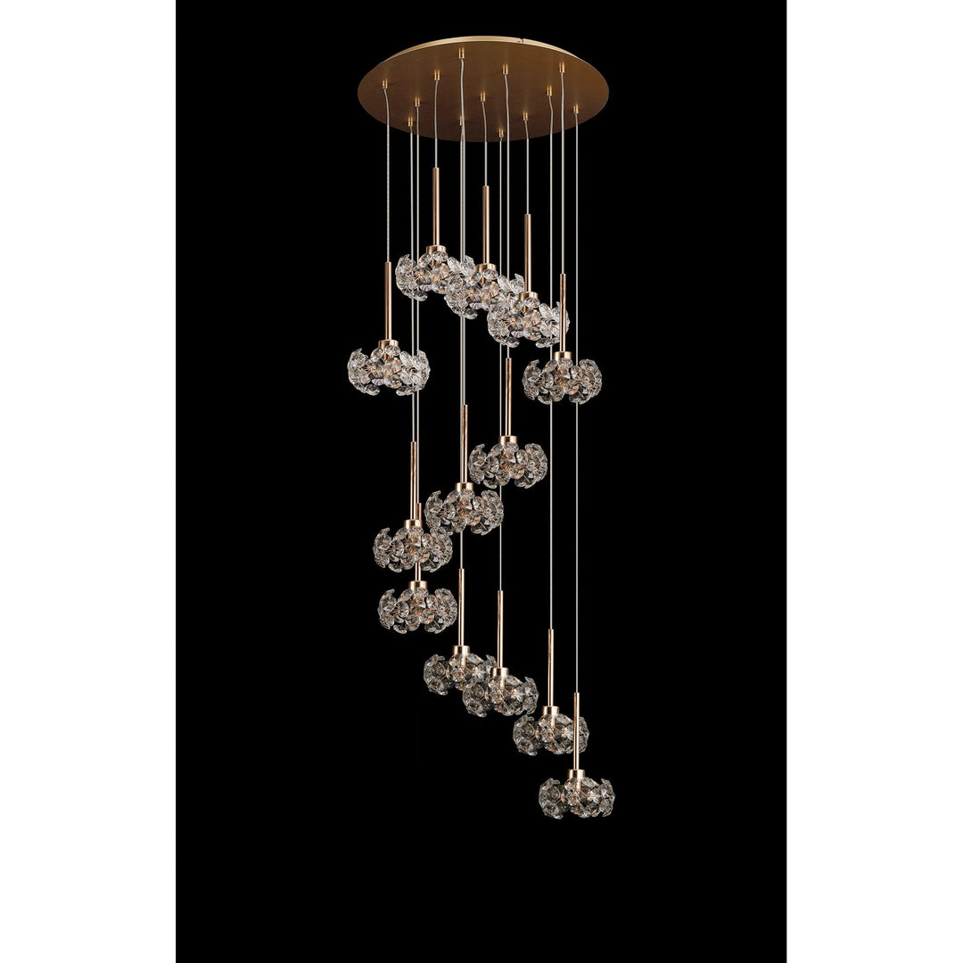 Nelson Lighting NLK08939 Paris 13 Light Round Pendant French Gold Crystal