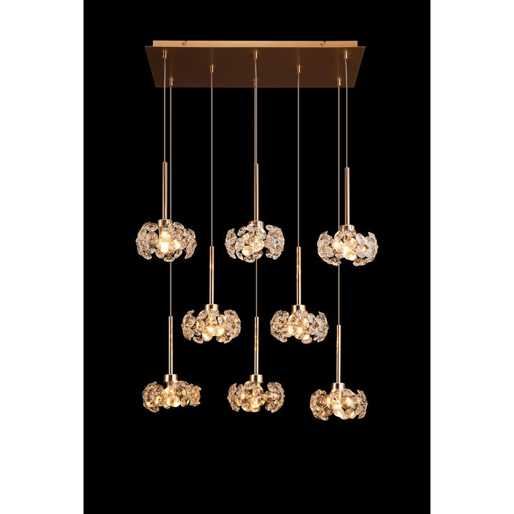 Nelson Lighting NLK08949 Paris 8 Light Rectangle Pendant French Gold Crystal