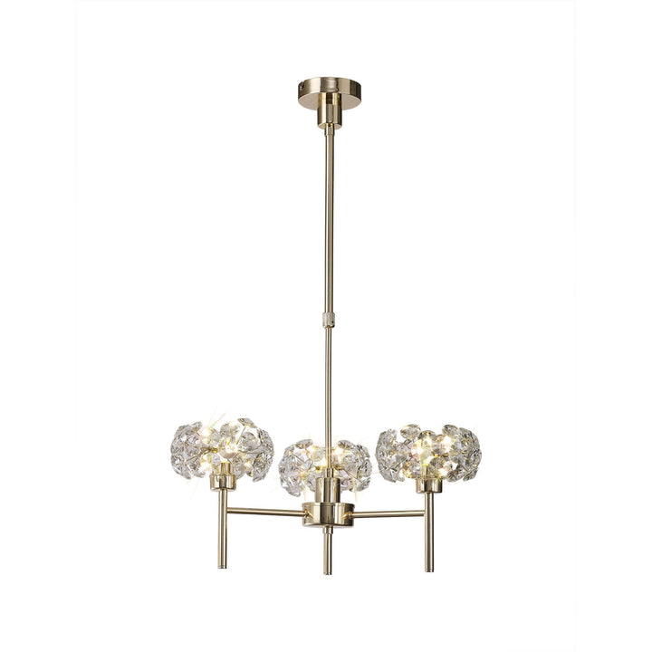 Nelson Lighting NLK08959 Paris 3 Light Pendant/Ceiling Light French Gold Crystal