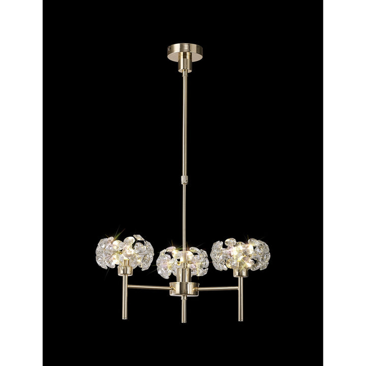 Nelson Lighting NLK08959 Paris 3 Light Pendant/Ceiling Light French Gold Crystal