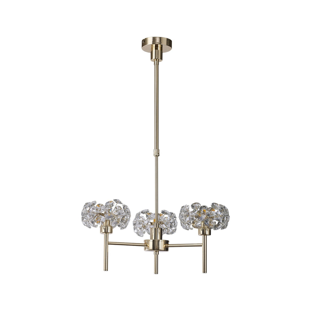 Nelson Lighting NLK08959 Paris 3 Light Pendant/Ceiling Light French Gold Crystal