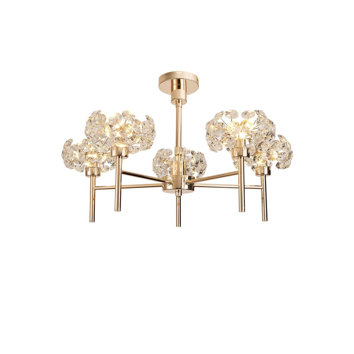 Nelson Lighting NLK08969 Paris 5 Light Pendant/Ceiling Light French Gold Crystal