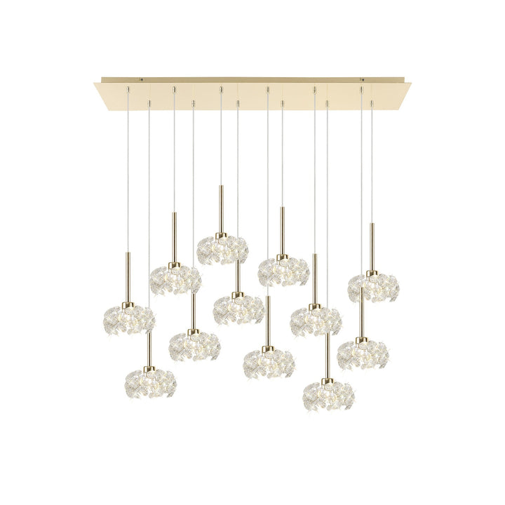 Nelson Lighting NLK08999 Paris  12 Light Linear Pendant French Gold Crystal