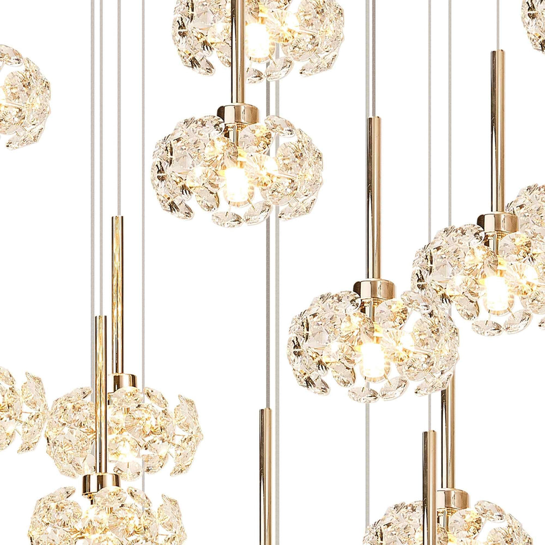 Nelson Lighting NLK13619 Paris24 Light Round Pendant French Gold Crystal