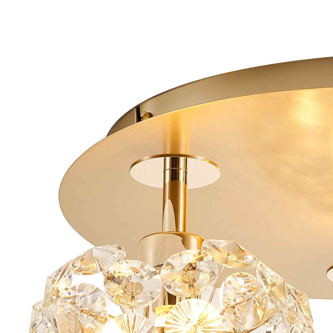 Nelson Lighting NLK15409 Paris 3 Light Flush Ceiling Light French Gold Crystal