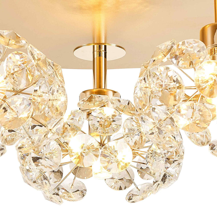 Nelson Lighting NLK15409 Paris 3 Light Flush Ceiling Light French Gold Crystal