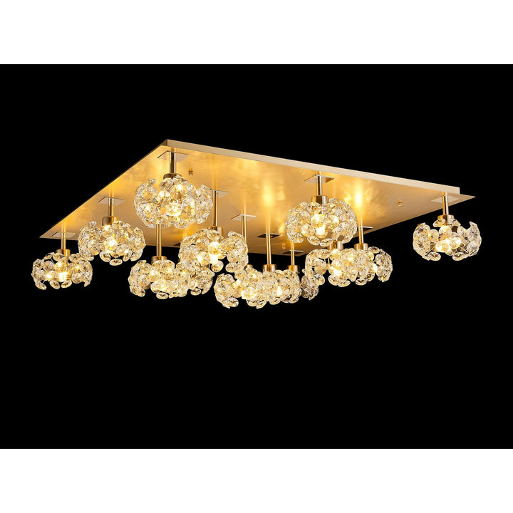 Nelson Lighting NLK15429 Paris 13 Light Flush Ceiling Light French Gold Crystal