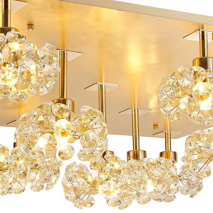 Nelson Lighting NLK15429 Paris 13 Light Flush Ceiling Light French Gold Crystal