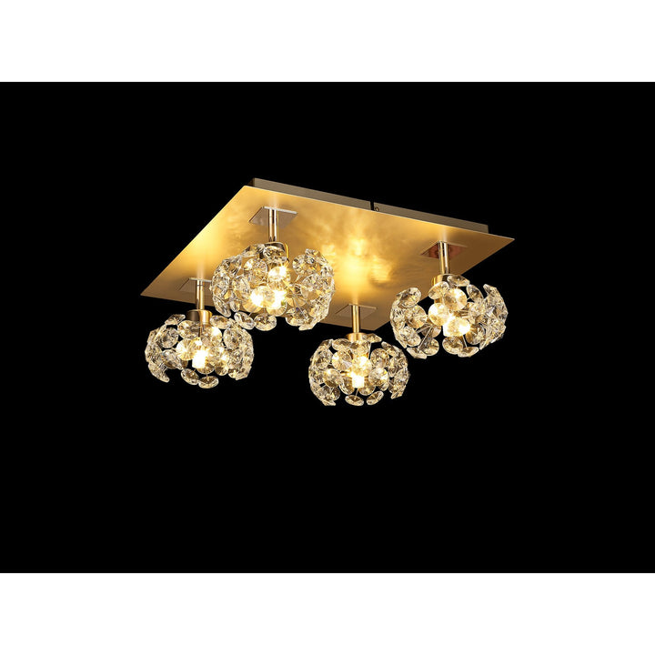 Nelson Lighting NLK15439 Paris 4 Light Flush Ceiling Light French Gold Crystal