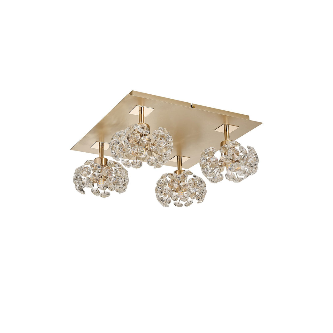 Nelson Lighting NLK15439 Paris 4 Light Flush Ceiling Light French Gold Crystal