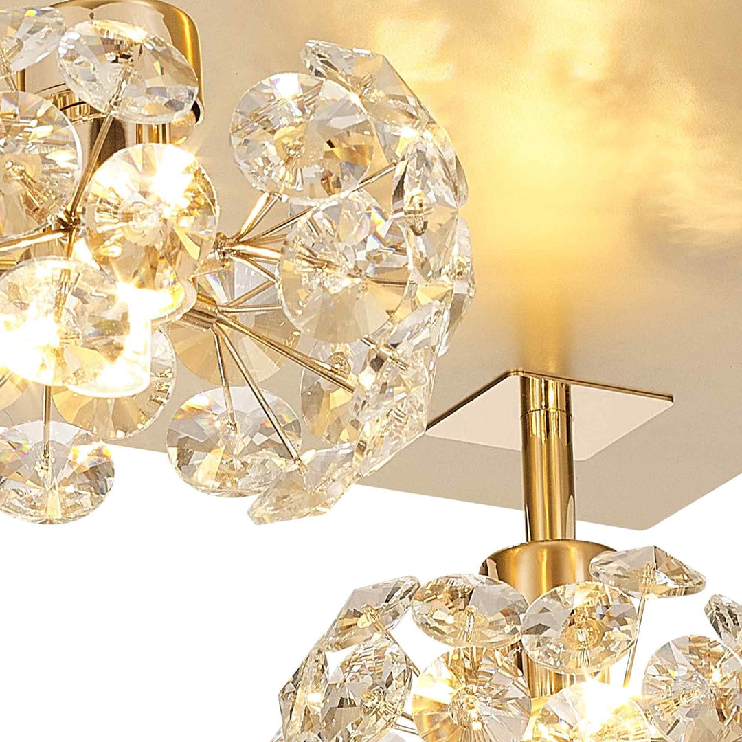 Nelson Lighting NLK15439 Paris 4 Light Flush Ceiling Light French Gold Crystal