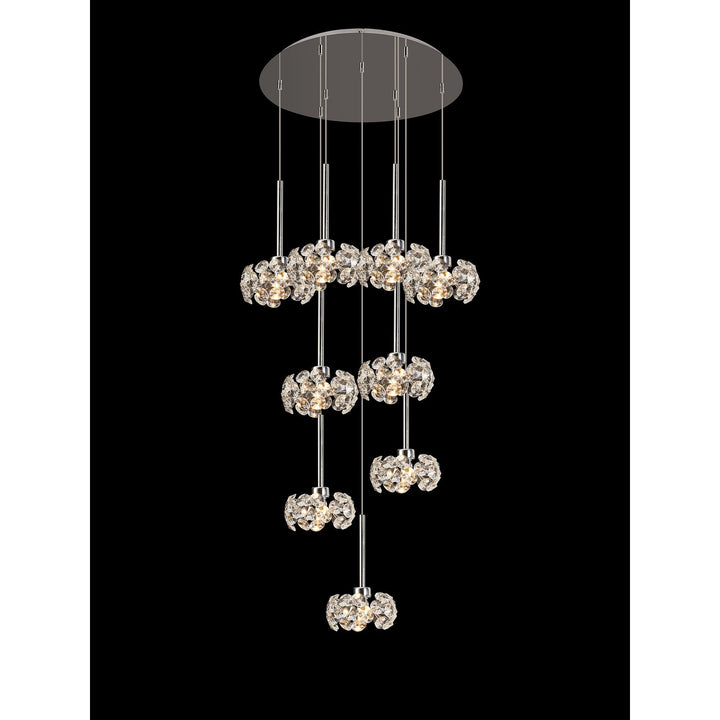 Nelson Lighting NLK15469 Paris 9 Light Round Pendant Polished Chrome Crystal