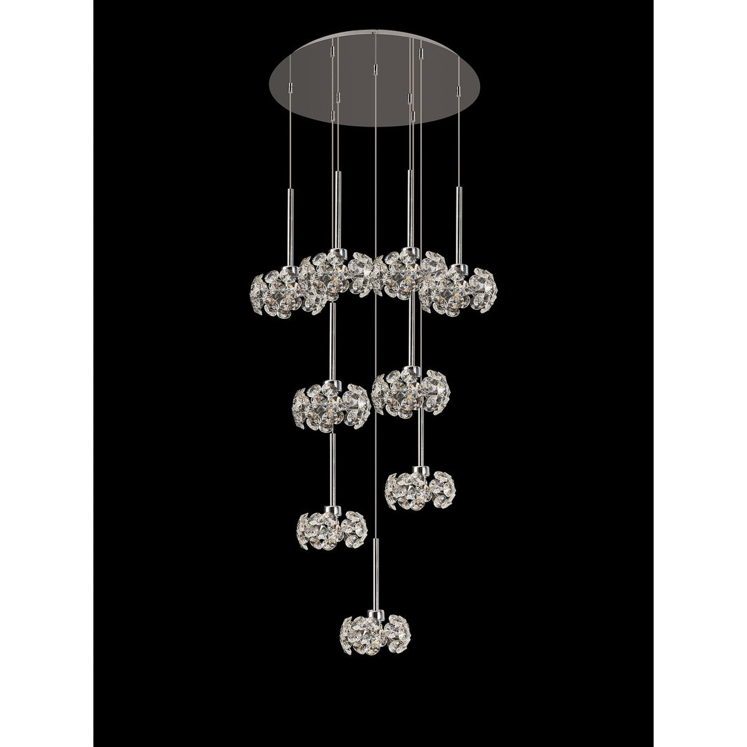 Nelson Lighting NLK15469 Paris 9 Light Round Pendant Polished Chrome Crystal