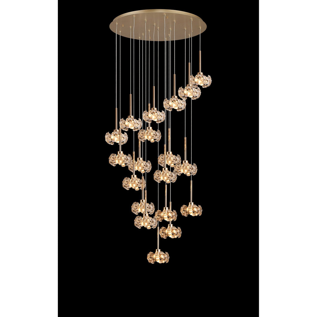 Nelson Lighting NLK15609 Paris 19 Light Round Pendant French Gold Crystal