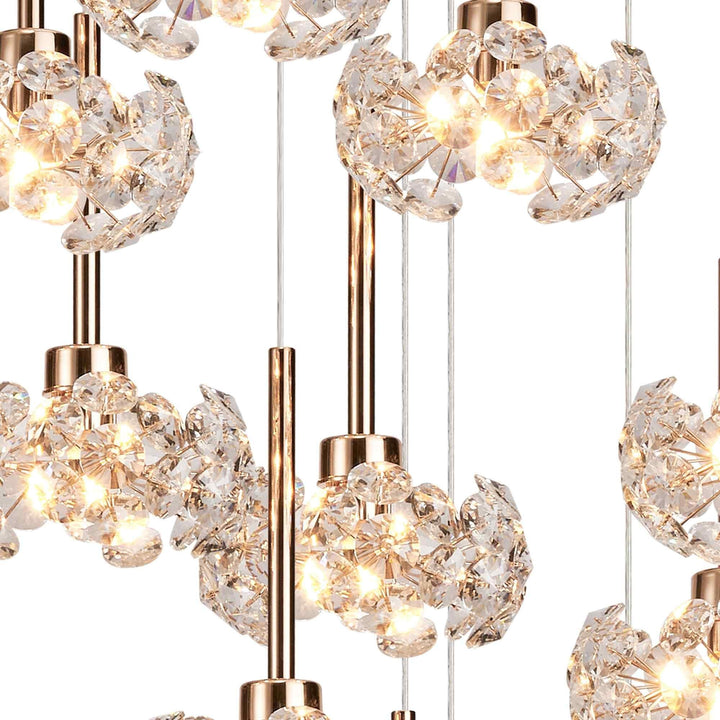 Nelson Lighting NLK15609 Paris 19 Light Round Pendant French Gold Crystal