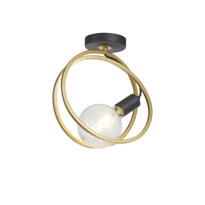 Nelson Lighting NL86679 Candio 1 Light Flush Ceiling Light Matt Black Painted Gold