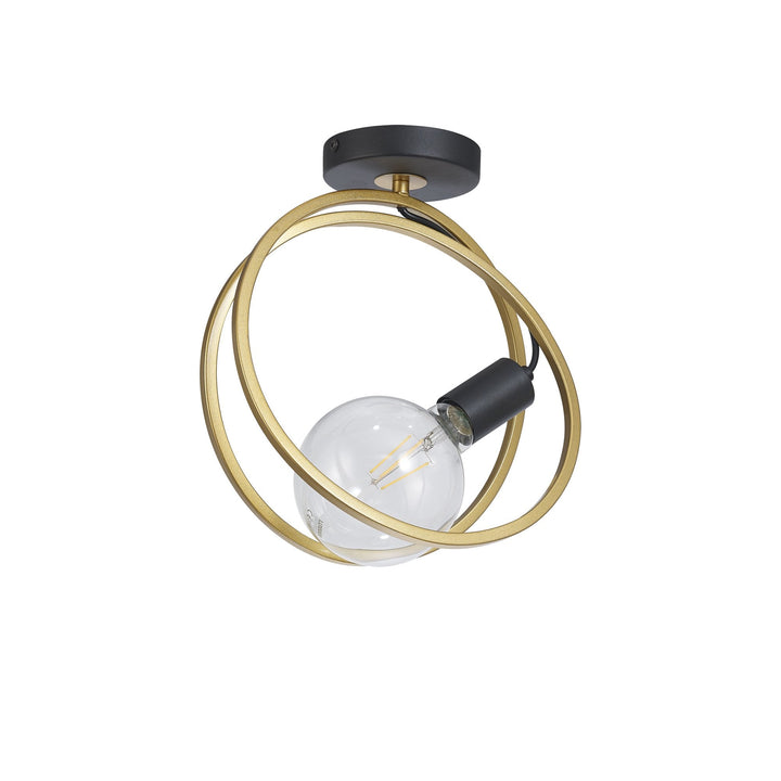 Nelson Lighting NL86679 Candio 1 Light Flush Ceiling Light Matt Black Painted Gold