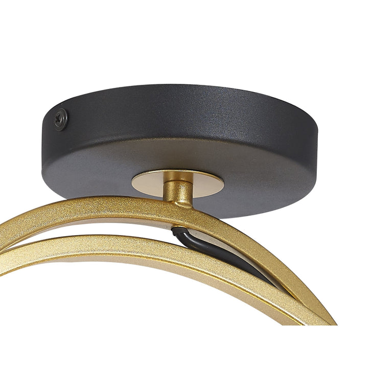 Nelson Lighting NL86679 Candio 1 Light Flush Ceiling Light Matt Black Painted Gold