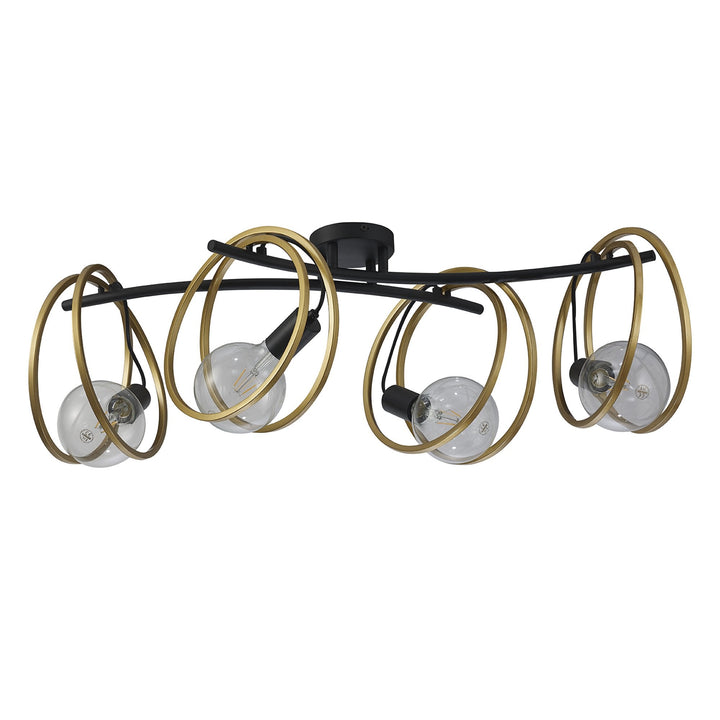 Nelson Lighting NL86709 Candio 4 Light Flush Ceiling Light Matt Black Painted Gold