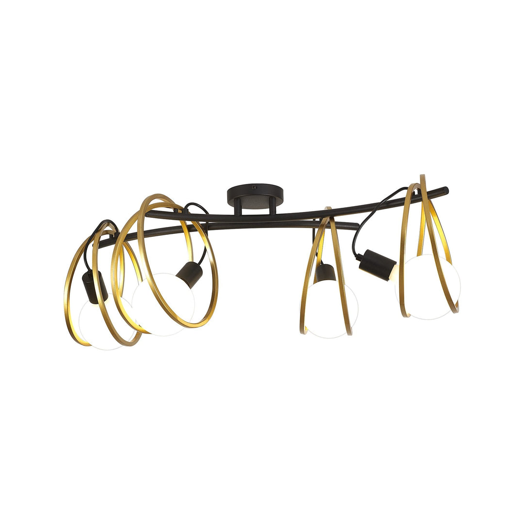 Nelson Lighting NL86709 Candio 4 Light Flush Ceiling Light Matt Black Painted Gold