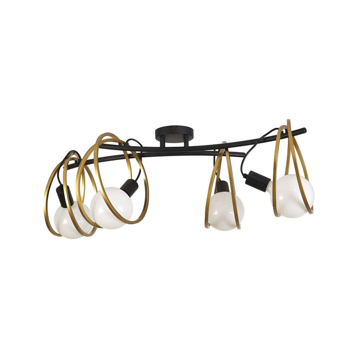 Nelson Lighting NL86709 Candio 4 Light Flush Ceiling Light Matt Black Painted Gold