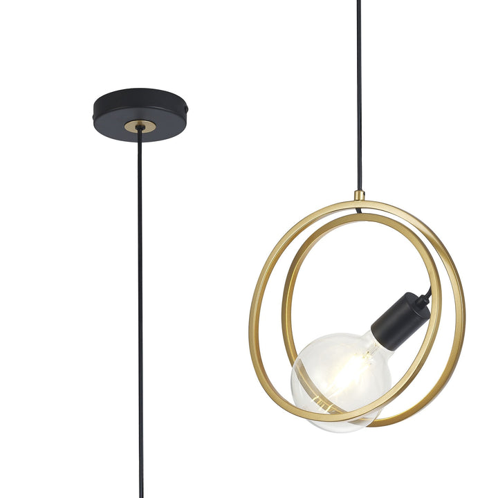 Nelson Lighting NL86719 | Candio Double Ring Pendant | Matt Black & Gold