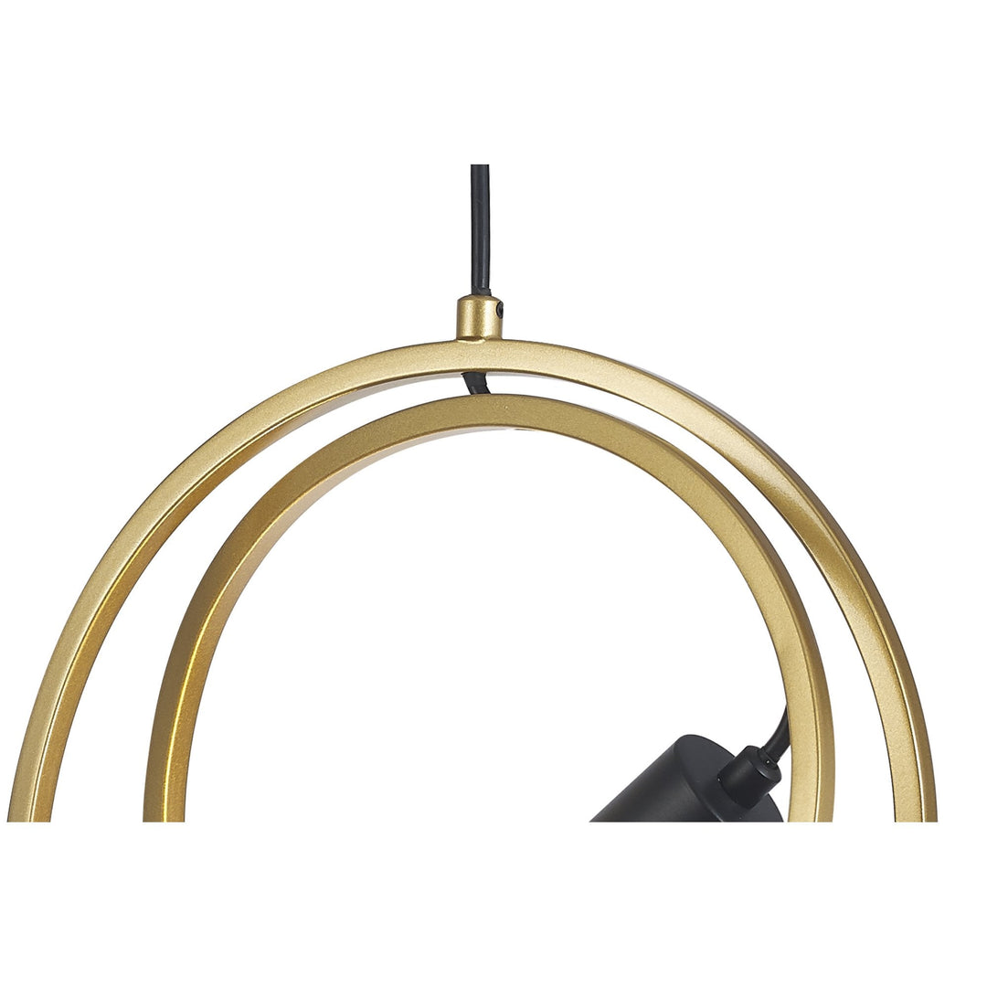 Nelson Lighting NL86719 | Candio Double Ring Pendant | Matt Black & Gold