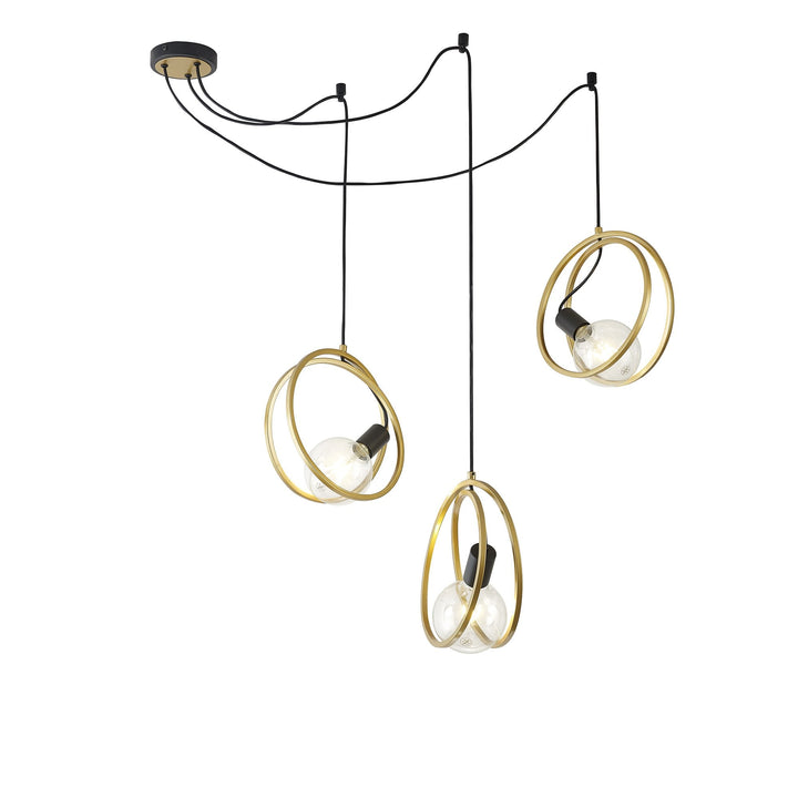 Nelson Lighting NL86729 Candio 3 Light Single Ring Pendant Matt Black Painted Gold