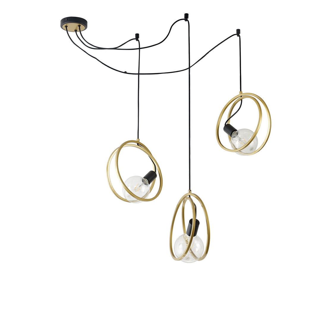 Nelson Lighting NL86729 Candio 3 Light Single Ring Pendant Matt Black Painted Gold