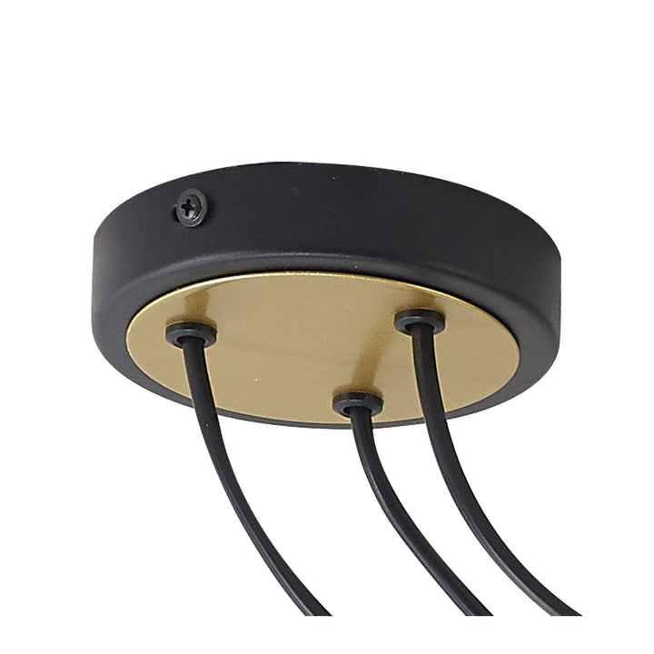 Nelson Lighting NL86729 Candio 3 Light Single Ring Pendant Matt Black Painted Gold