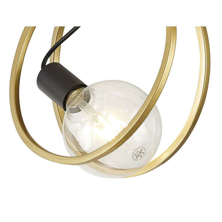 Nelson Lighting NL86729 Candio 3 Light Single Ring Pendant Matt Black Painted Gold