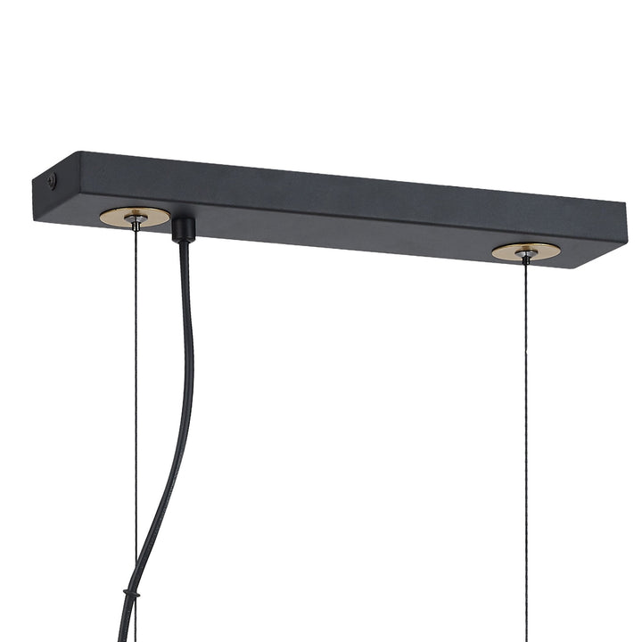 Nelson Lighting NL86749 Candio 3 Light Double Ring Linear Pendant Matt Black Painted Gold