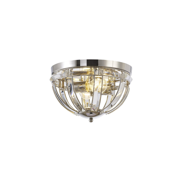 Nelson Lighting NL84269 Char 2 Light Ceiling Light Polished Nickel Clear