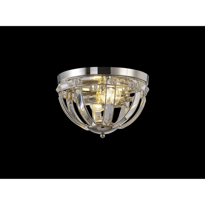 Nelson Lighting NL84269 Char 2 Light Ceiling Light Polished Nickel Clear